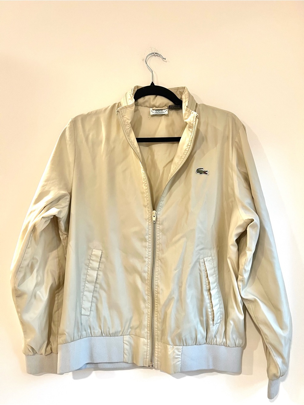 Lacoste Cream Vintage Lightweight Bomber Jacket